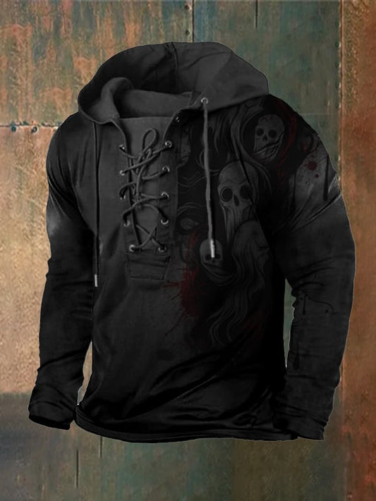 Men's Vintage Dark Skull Hoodie