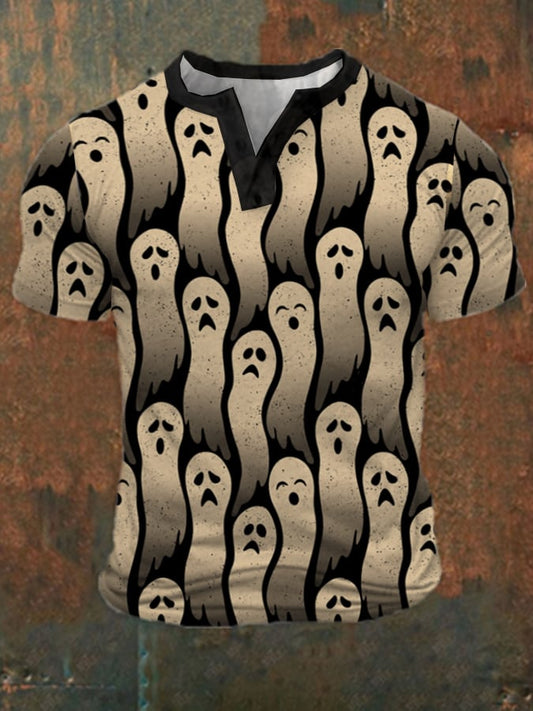 Men's Halloween Ghost Print Short Sleeve T-Shirt