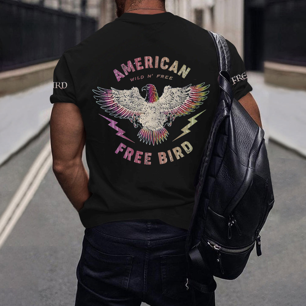 Men's American Rainbow Free Bird Rock Band Rebel Inspired T-Shirt