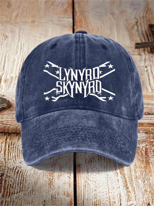 Southern Rock Band Print Washed Hat