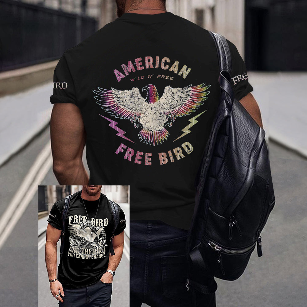 Men's American Rainbow Free Bird Rock Band Rebel Inspired T-Shirt