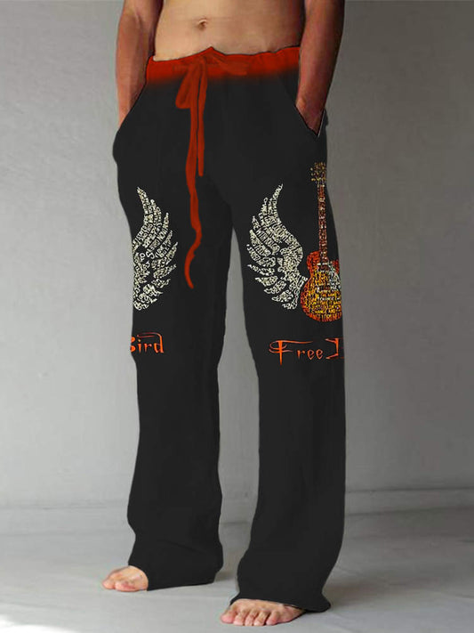 Rock Band Free Bird Pattern Men's Linen Pant