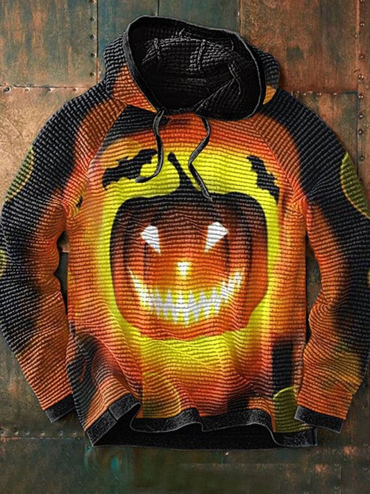 Men's Halloween Color Block Waffle Print Sweatshirt