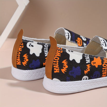 Halloween Chic: Lightweight Women's Canvas Sneakers with Pumpkin and Ghost Print