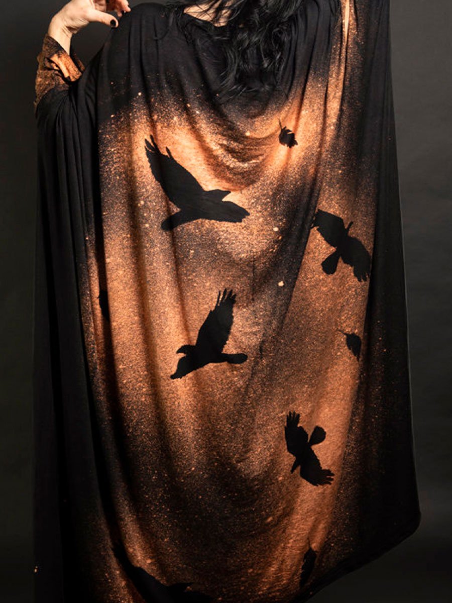 Women's Halloween Witch Crow Printed Top